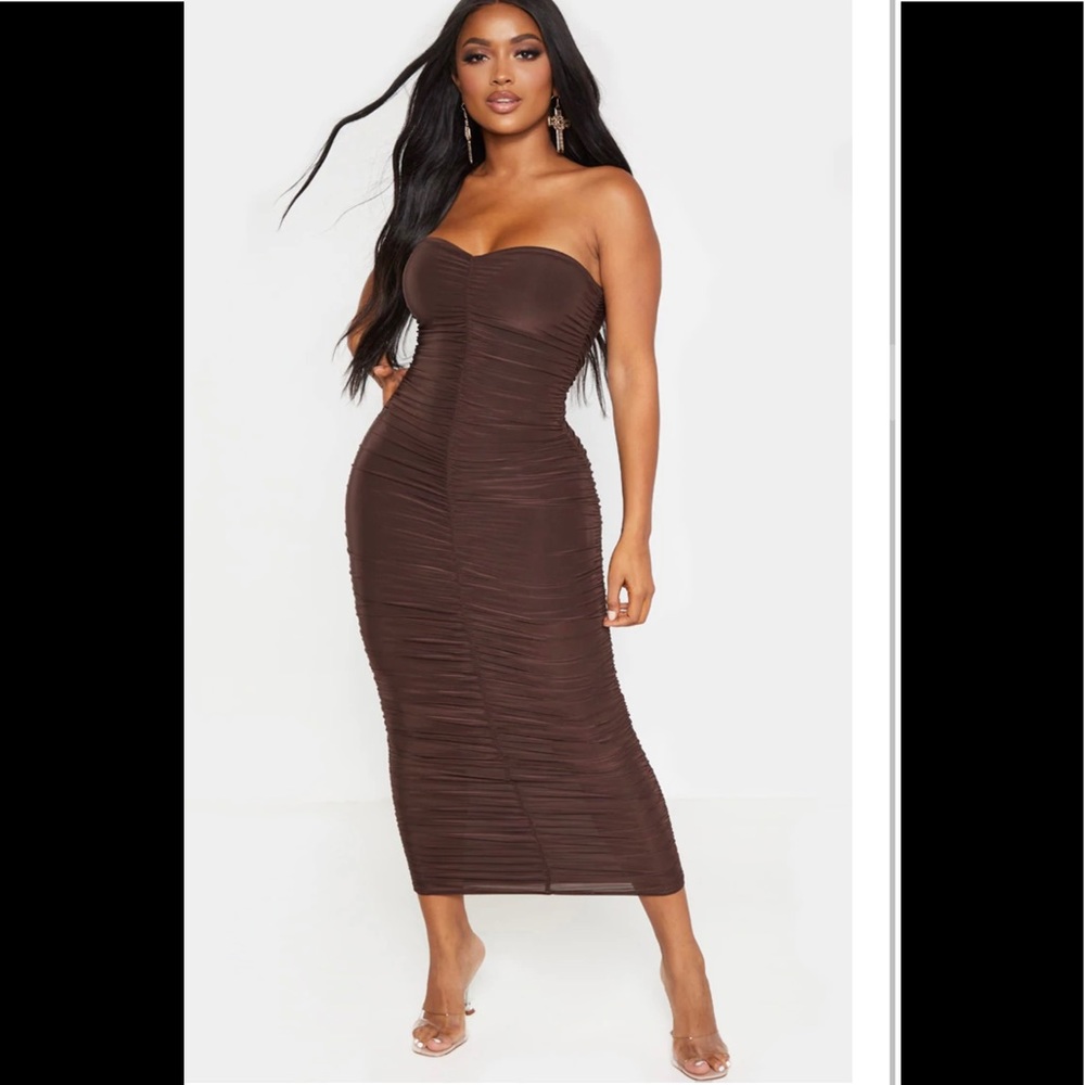 Bandeau ruched midaxi dress